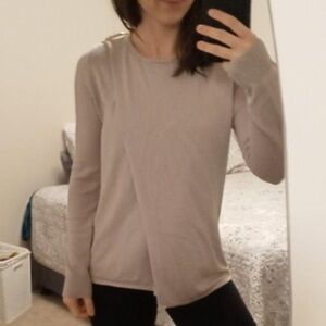 Cato pseudo wrap front cream sweater with shoulder clip